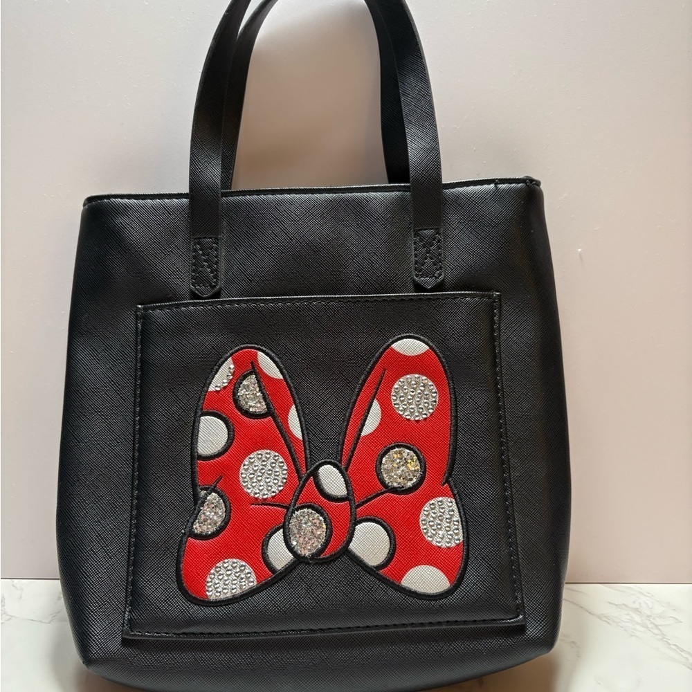 Minnie Mouse Black Tote Bag with Red and White Bow Design - Picture 1 of 11